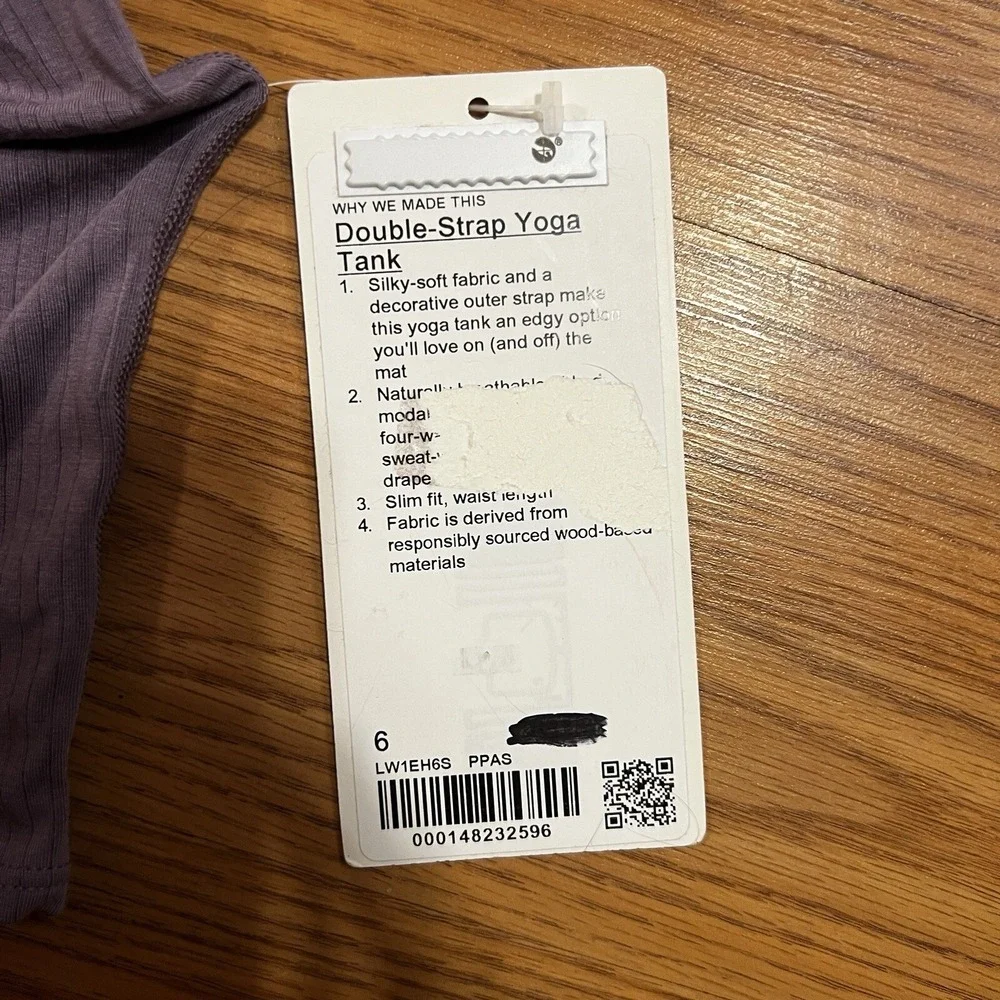 Lululemon Double-Strap Yoga Tank Top Purple Size 6 New Modal Silk - Picture 3 of 5